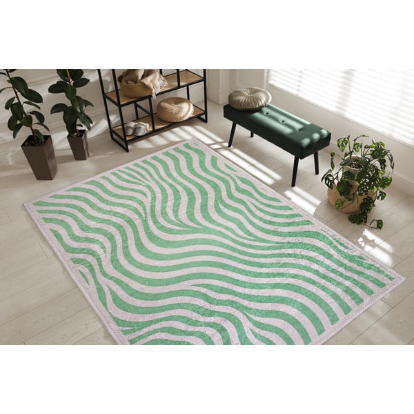 Tappeto verde lavabile 60x100 cm Green Zebra – Vitaus-image-1