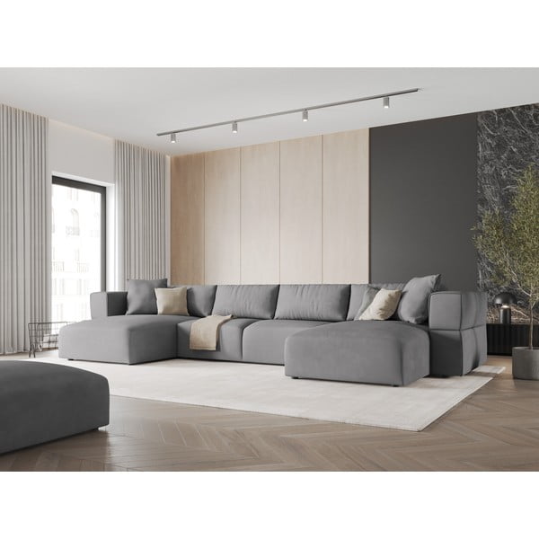 Divano angolare a U grigio chiaro Esther - Milo Casa-image-1