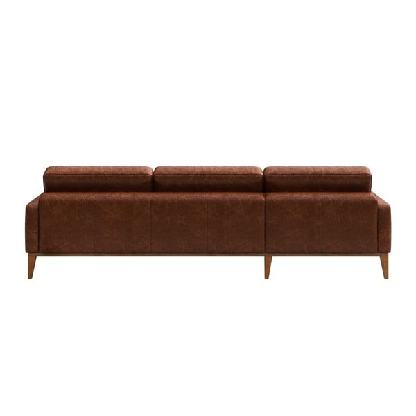 Divano angolare in pelle rosso-marrone con inserti, angolo destro Musso - MESONICA-image-3