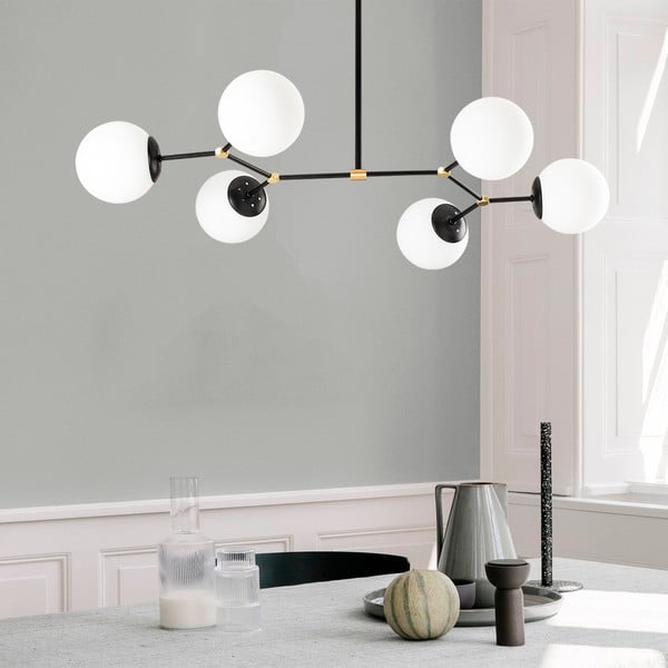 Lampadario bianco e nero con paralume in vetro Damar – Opviq lights-image-4