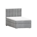 Letto singolo imbottito con contenitore grigio chiaro con materasso e topper inclusi 90x200 cm Bunny – Ropez