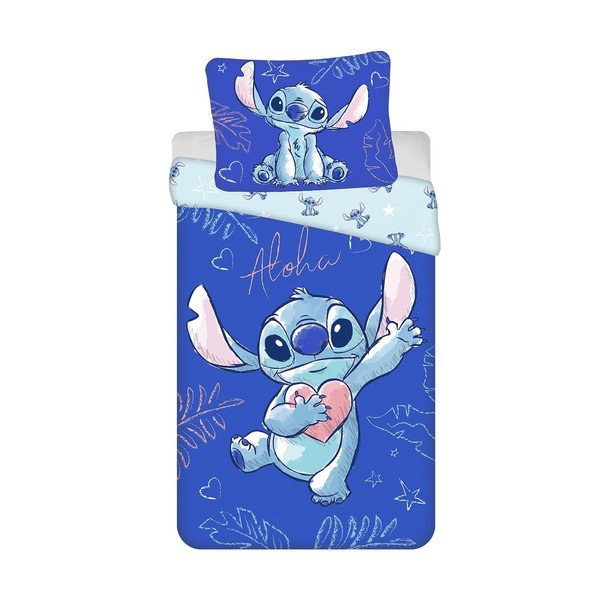 Set copripiumino e federa da bambini blu in cotone per letto singolo 140x200 cm Lilo & Stitch "Aloha" – Jerry Fabrics