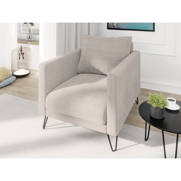 Poltrona marrone chiaro con rivestimento in ciniglia Freya – Ropez-image-3