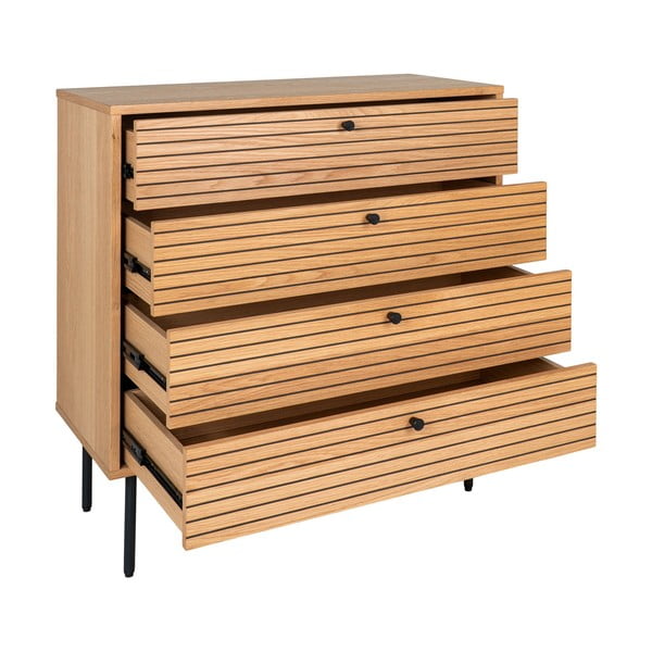 Cassettiera alta effetto rovere in colore naturale 80x85 cm Kyoto - House Nordic-image-2