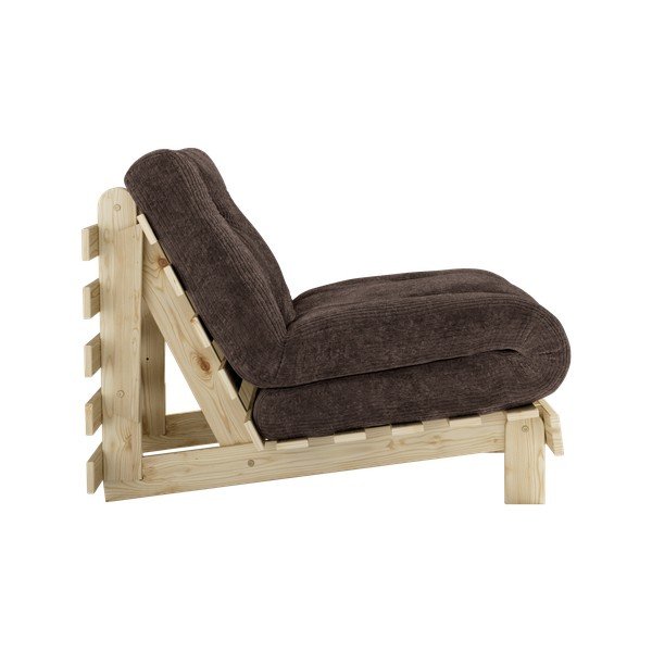 Poltrona stile futon marrone scuro allungabile con rivestimento in velluto a coste Roots – Karup-image-4