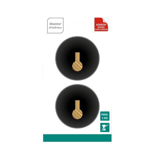 Set di ganci senza foratura color nero opaco in metallo 2 pz Fixeo – douceur d'intérieur-image-1