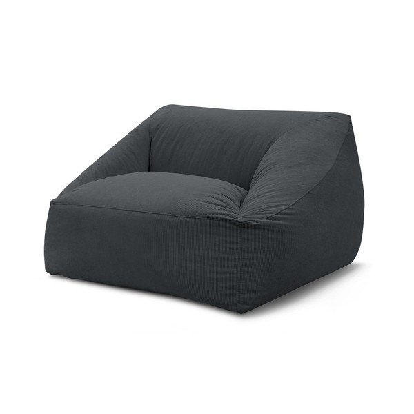 Puof a sacco grigio scuro con rivestimento in velluto a coste Lilibet – Bobochic Paris