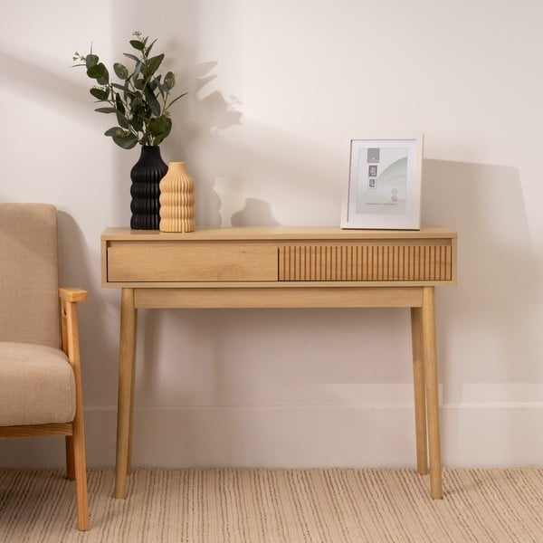 Tavolo consolle di colore naturale 30x100 cm Iona – Casa Selección-image-1