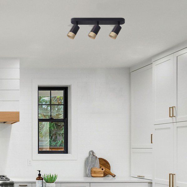 Lampada da soffitto con paralume in metallo di colore nero-naturale 48x5,5 cm Conti - Candellux Lighting-image-1