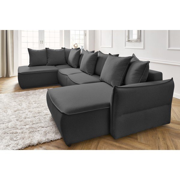 Divano letto angolare grigio scuro (angolo sinistro) Leon - Bobochic Paris-image-1