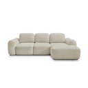 Divano angolare beige allungabile/con contenitore (con penisola a destra/con chaise lounge) con rivestimento in bouclé Montaigne – Bobochic Paris