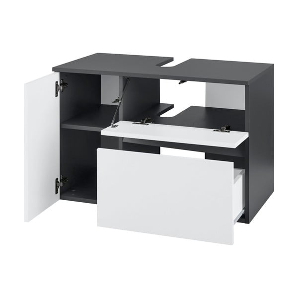 Mobile bianco-antracite per lavabo da parete 80x53 cm Wisla - Støraa-image-2