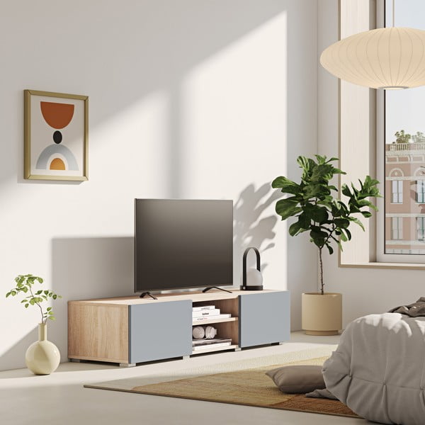 Tavolo TV grigio in rovere 140x31 cm Podium - TemaHome-image-1