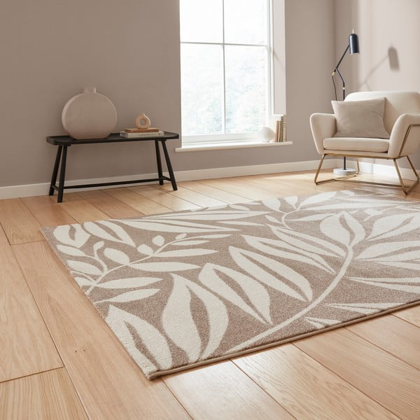 Tappeto in marrone chiaro 80x150 cm Sorral Leaves  – Catherine Lansfield-image-1