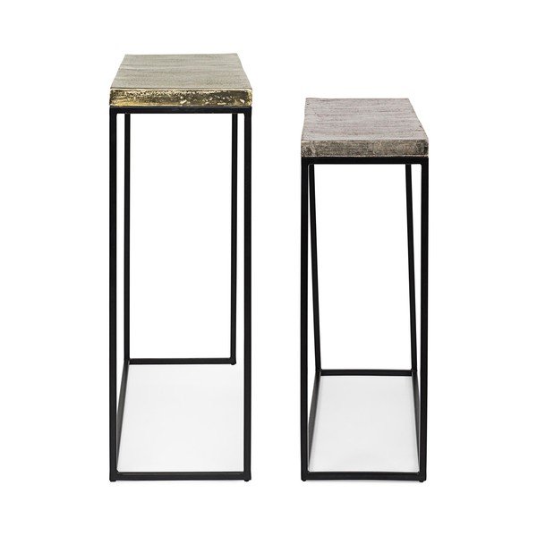 Set di tavoli consolle in metallo 2 pz 29x99 cm Amira – Bizzotto-image-2