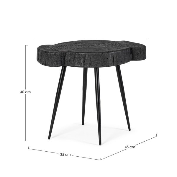 Tavolino da salotto nero con piano in acacia 35x45 cm Zakia – Bizzotto-image-3
