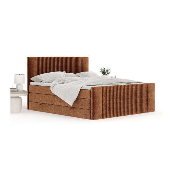 Letto boxspring arancione con contenitore 200x200 cm Bergamo – Maison de Rêve-image-3