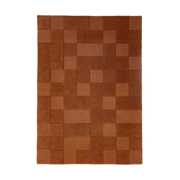 Tappeto color terracotta in lana tessuto a mano 120x170 cm Checkerboard – Flair Rugs
