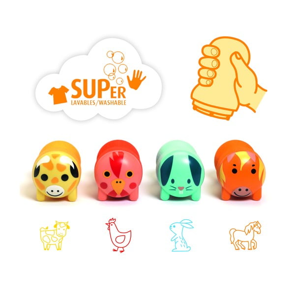 Francobolli per bambini in set da 4 Zvířátka z farmy - Djeco-image-1