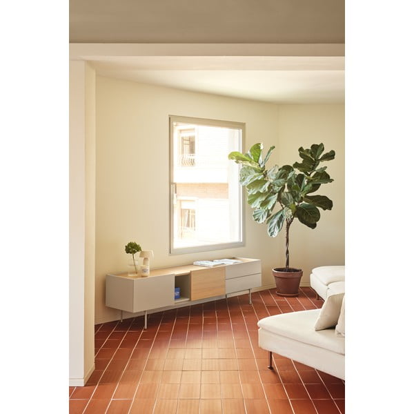 Tavolo TV beige/naturale in rovere 180x45 cm Otto - Teulat-image-1