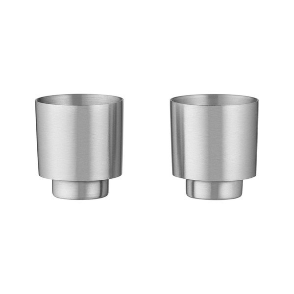 Tazzine in set per espresso/con parete doppia argentate in acciaio inox 2 pz Makoto Steel – Blomus