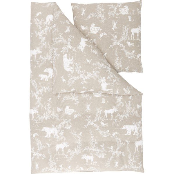 Biancheria da letto in flanella beige per letto singolo , 135 x 200 cm Animal Toile - Westwing Collection