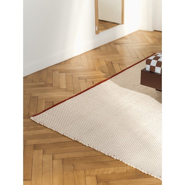 Tappeto rosso/beige in lana tessuto a mano 140x200 cm Lenu – noo.ma-image-2