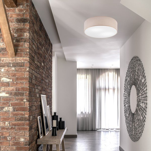 Lampada da soffitto beige con paralume in tessuto ø 45 cm Vivian - LAMKUR-image-2