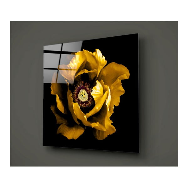Pittura in vetro nero e giallo Rustenna, 40 x 40 cm - Insigne