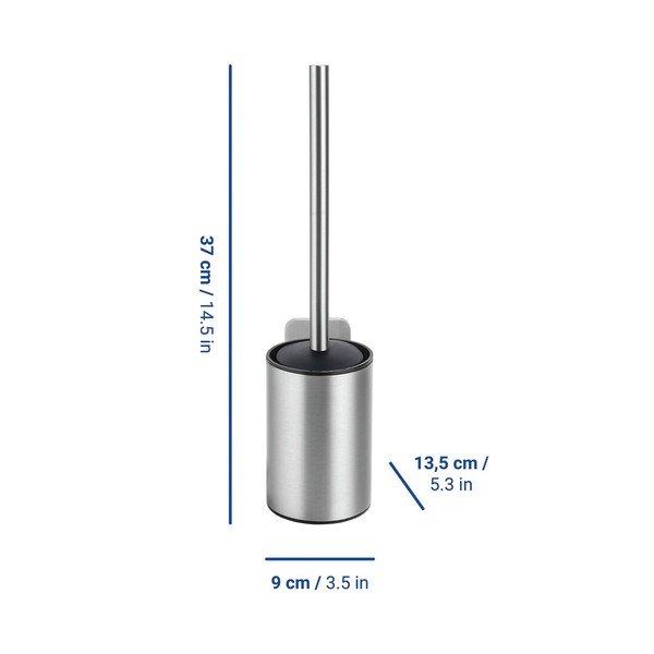 Scopino WC senza foratura color argento opaco in acciaio inox con aggancio Turbo-loc Porto – Wenko-image-1