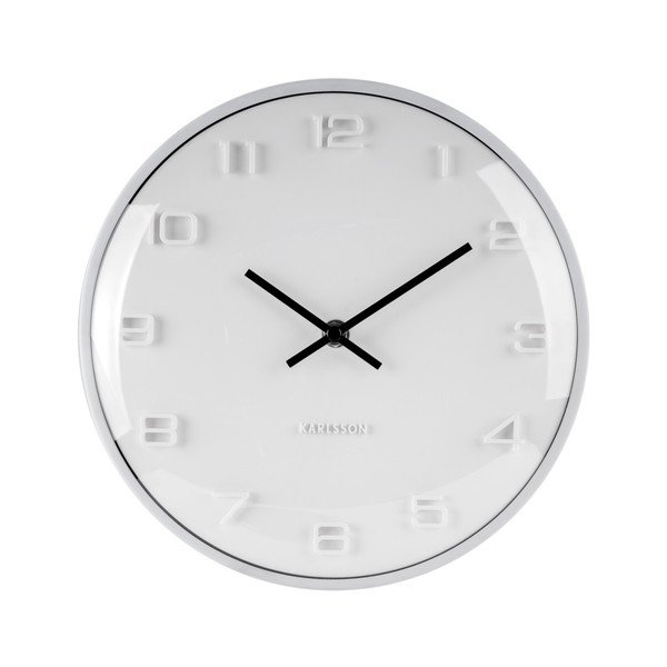 Bílé nástěnné hodiny Karlsson Elevated, ⌀ 25 cm