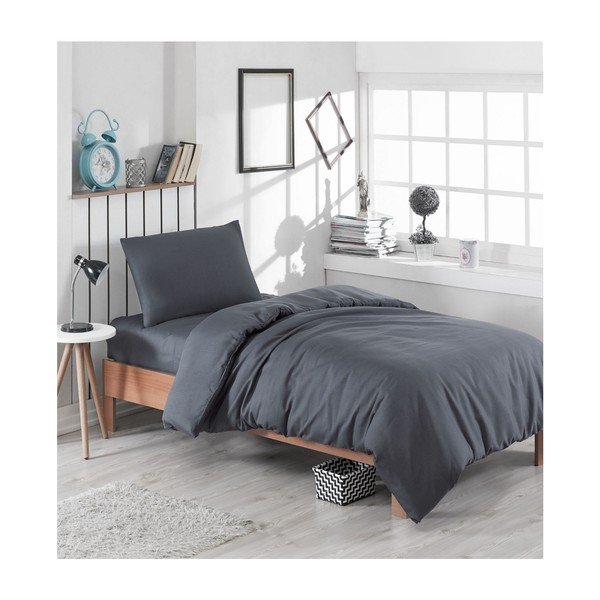 Biancheria da letto singola grigio scuro Classy, 140 x 200 cm - Mijolnir
