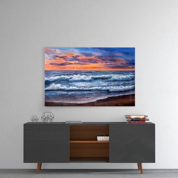 Pittura su vetro , 72 x 46 cm Waves - Insigne-image-1