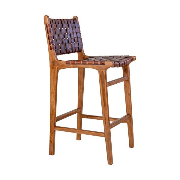 Sgabello da bar in teak marrone 101 cm Perugia - House Nordic-image-2