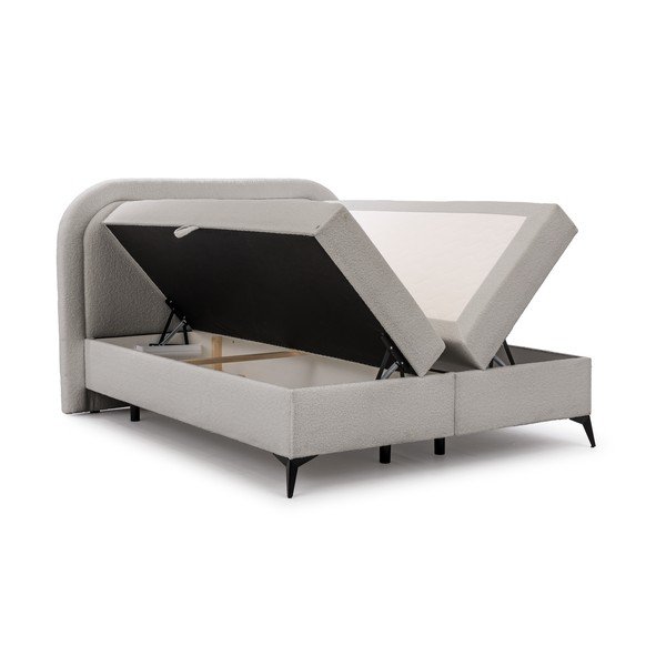 Letto boxspring grigio chiaro con contenitore 140x200 cm Ornes – Ropez-image-3