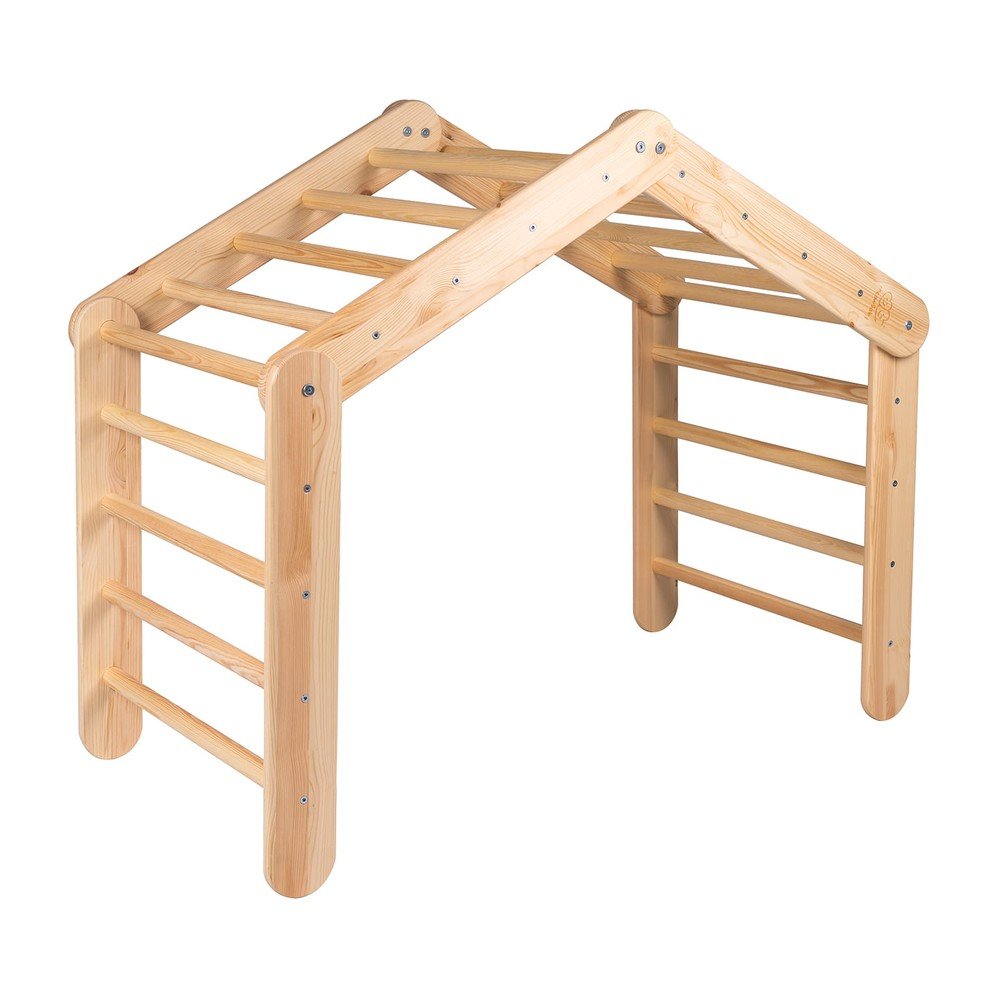 Pikler triangolo montessori di colore naturale in pino massiccio 112x61x94 cm Montessori – Meowbaby | Giochi per parco giochi da interno