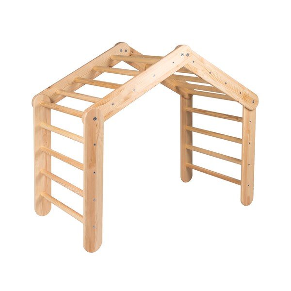 Pikler triangolo montessori di colore naturale in pino massiccio 112x61x94 cm Montessori – Meowbaby