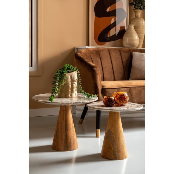 Tavolino rotondo con piano in marmo ø 50 cm Force - Leitmotiv-image-1