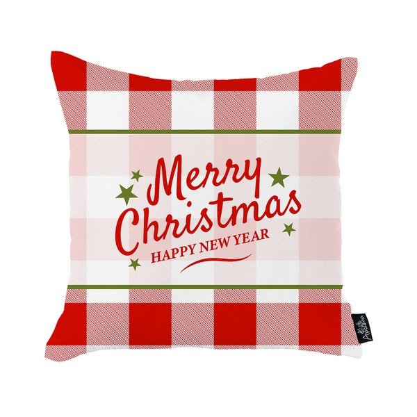 Federa natalizia bianca e rossa Mike & Co. Miele di NEW YORK Buon Natale e Felice Anno Nuovo, 45 x 45 cm - Mike & Co. NEW YORK