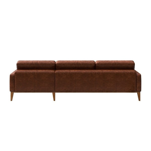 Divano angolare in pelle rosso-marrone con inserti, angolo sinistro Musso - MESONICA-image-3