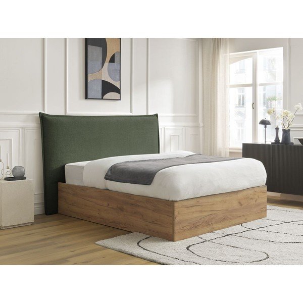 Letto matrimoniale imbottito/in truciolato verde imbottito con contenitore con rete inclusa 160x200 cm Charlie – Bobochic Paris-image-3