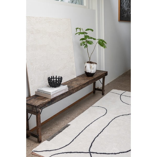 Tappeto avorio in cotone lavabile 140x200 cm Shadow – Mette Ditmer Denmark-image-1