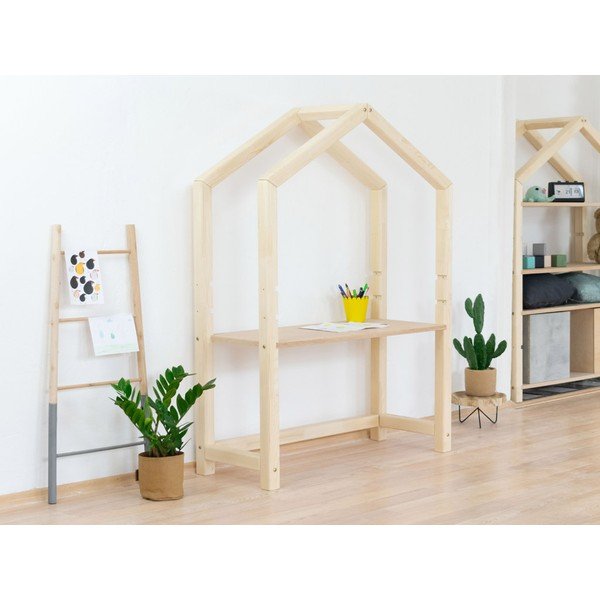 Tavolo da casa in legno naturale con piano beige, 97 x 39 cm Stolly - Benlemi-image-1