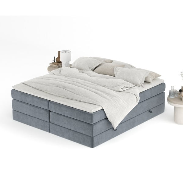 Letto boxspring grigio scuro con contenitore/senza testiera 160x200 cm Juniper – Maison de Rêve-image-4