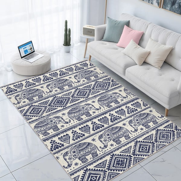 Passatoia blu lavabile 80x200 cm Elephant – Mila Home-image-3