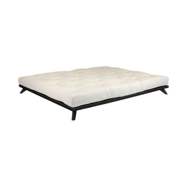 Letto matrimoniale in legno di pino con materasso Double Latex Nero/Naturale, 180 x 200 cm Senza - Karup Design