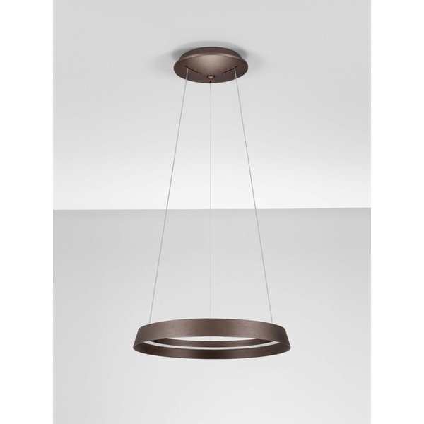 Lampadario LED marrone in alluminio con paralume in vetro acrilico con intensità regolabile ø 45 cm Ormi – Nova Luce-image-4