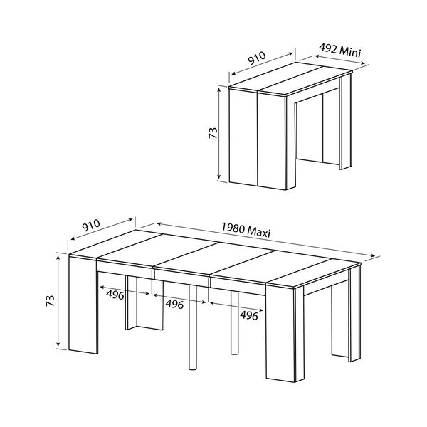 Tavolo da pranzo pieghevole grigio Elastic - TemaHome-image-1