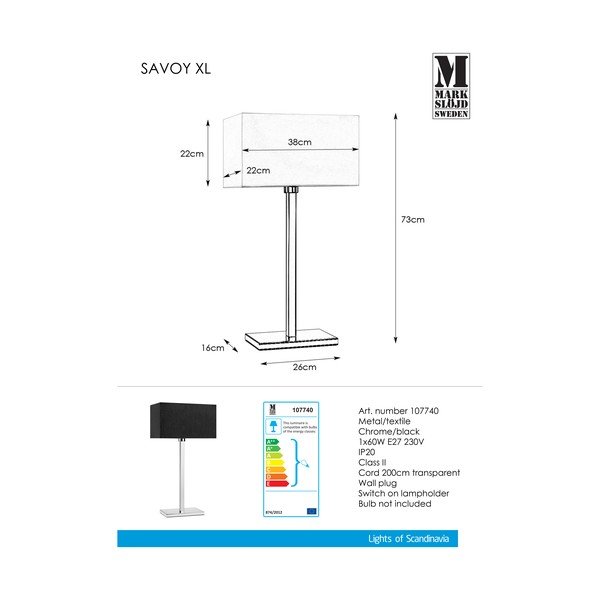Lampada da tavolo nera Savoy XL Table - Markslöjd-image-1