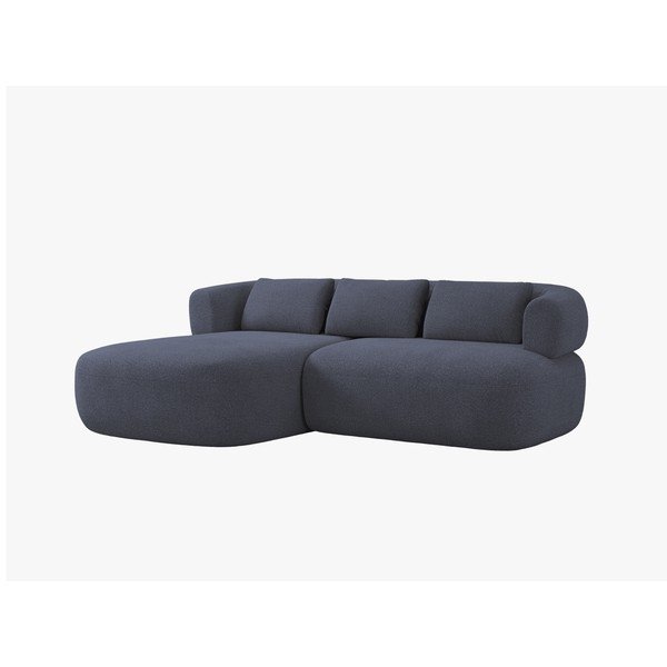 Divano angolare blu scuro (con penisola a sinistra/con chaise lounge) con rivestimento in bouclé Jenny – Micadoni 